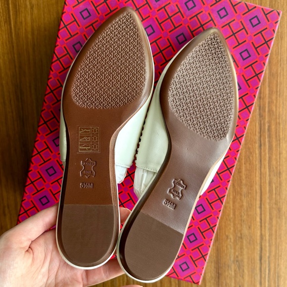 TORY BURCH Sienna Flat Slide White Backless Mule/Sandal - Picture 9 of 15